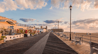 Boardwalk at Asbury Park in New Jersey for our social walk event to explore the beach, restaurants, and rides.