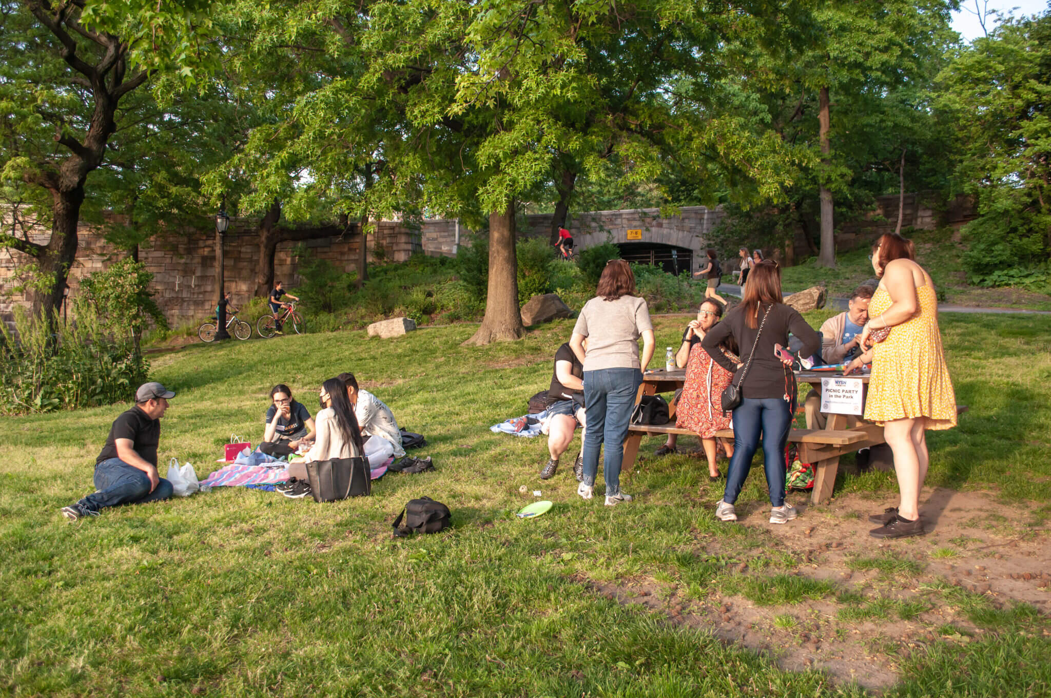 After Work Sunset Picnic Party In Riverside Park On The